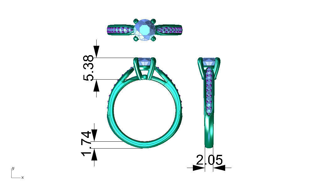 ZLR0166 person diamond engagement ring gold 3D print model_4