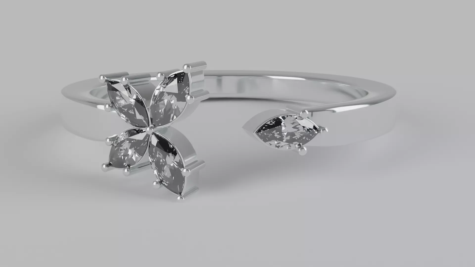 Open Marquise Gemstone Ring 3D Printable Jewelry 3dm stl 3D print model