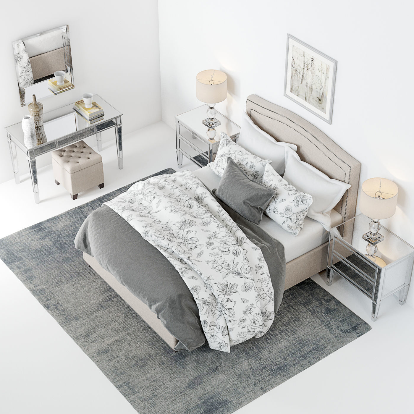 Pottery Barn Tamsen Bedroom set 01 3D model_1