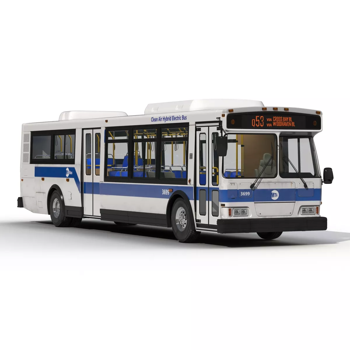 MTA New York City Bus Q53 Rigged 3D model