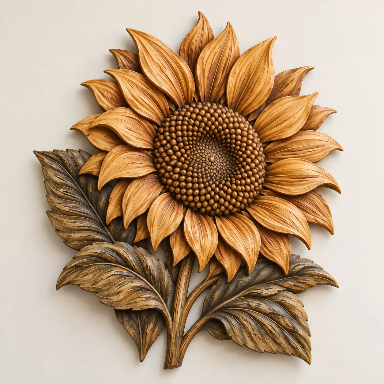 Sunflower Wood Carving STL 3D Floral CNC Relief Wall Art Design 3D print model