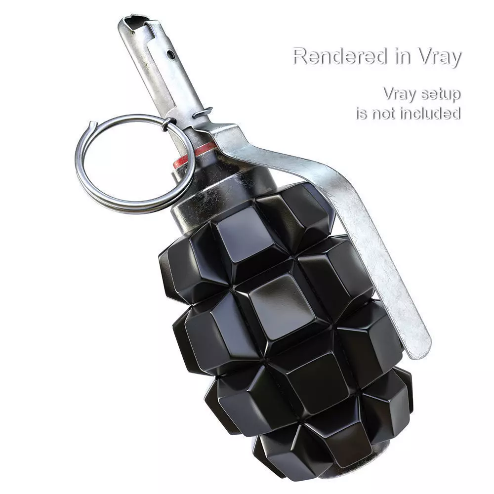 Grenade F1 with Keyboard Buttons PBR 3D model_0