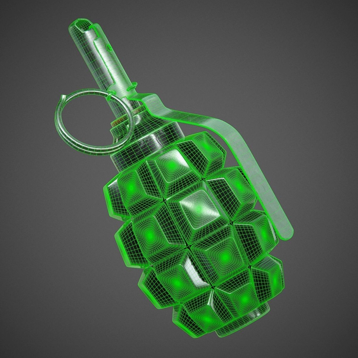 Grenade F1 with Keyboard Buttons PBR 3D model_2