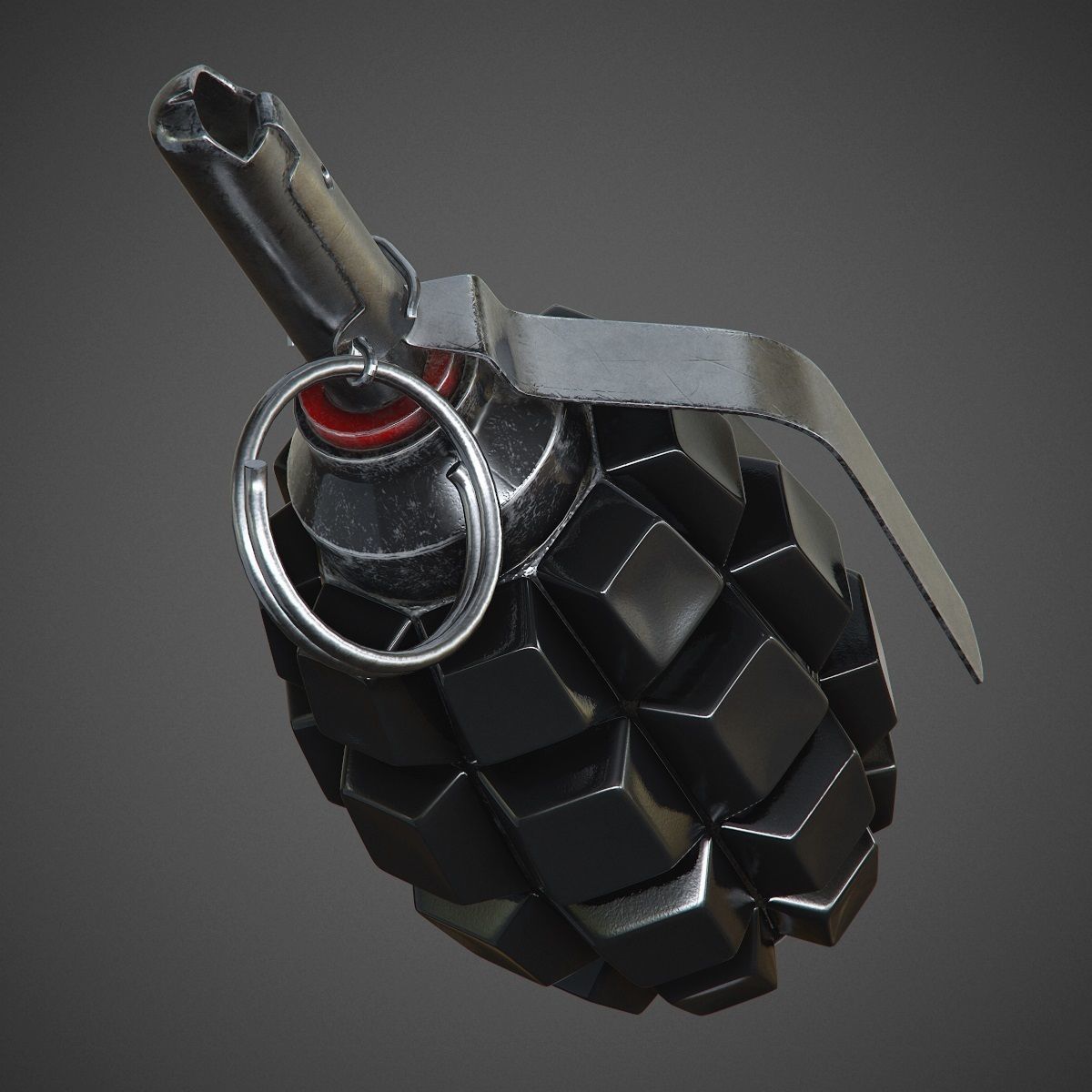 Grenade F1 with Keyboard Buttons PBR 3D model_3