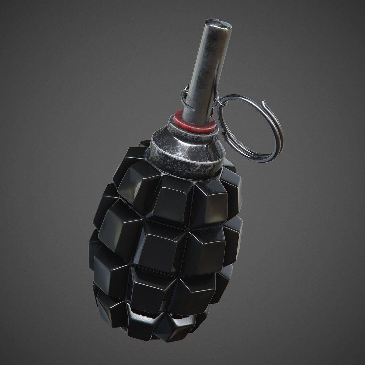Grenade F1 with Keyboard Buttons PBR 3D model_8
