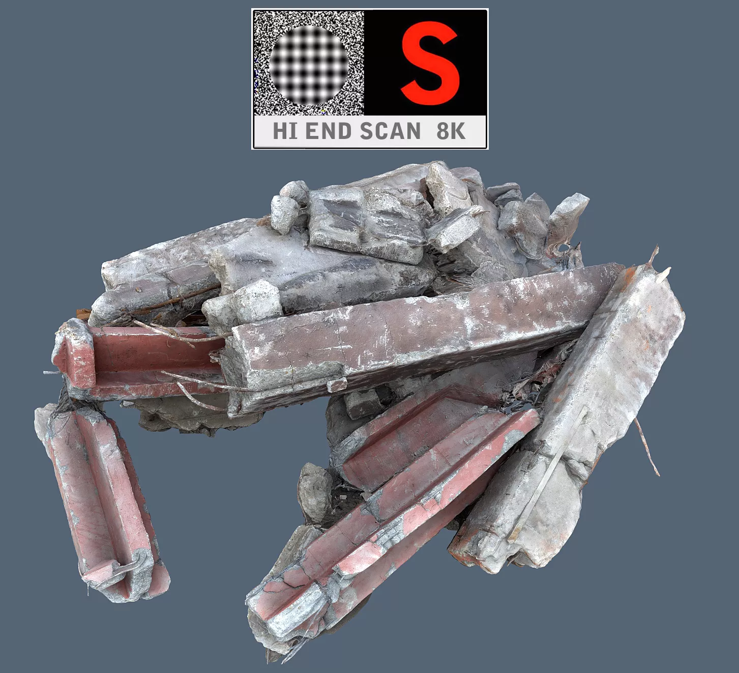 Concrete poles 8K Low-poly 3D model