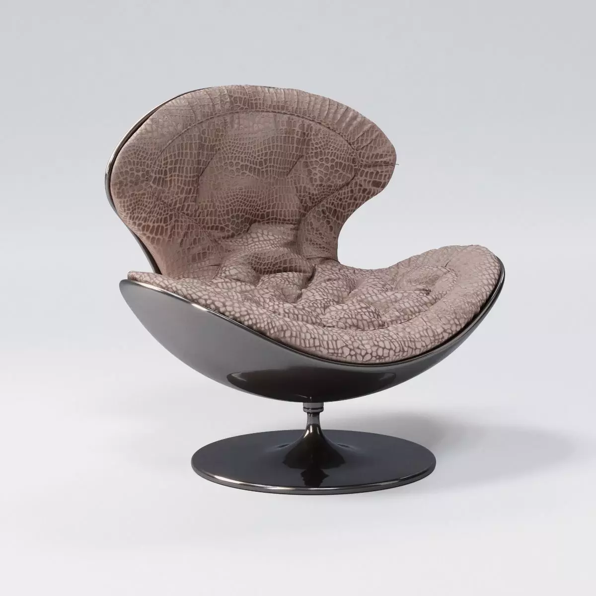 Giovannetti JETSONS armchair HD - brown crocodile suede leather 3D model