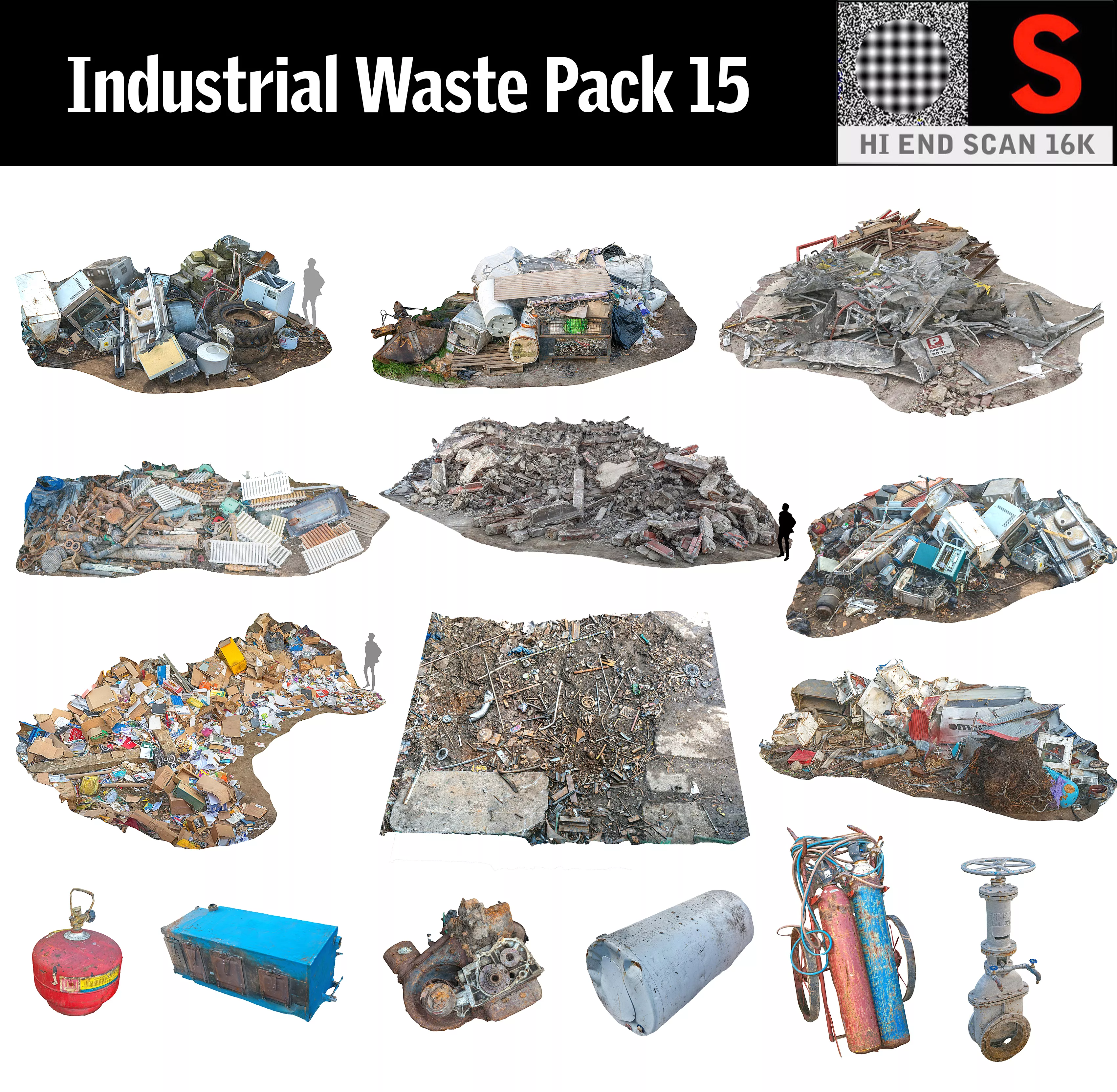 Industrial Wastes Pack 15 Low-poly 3D model