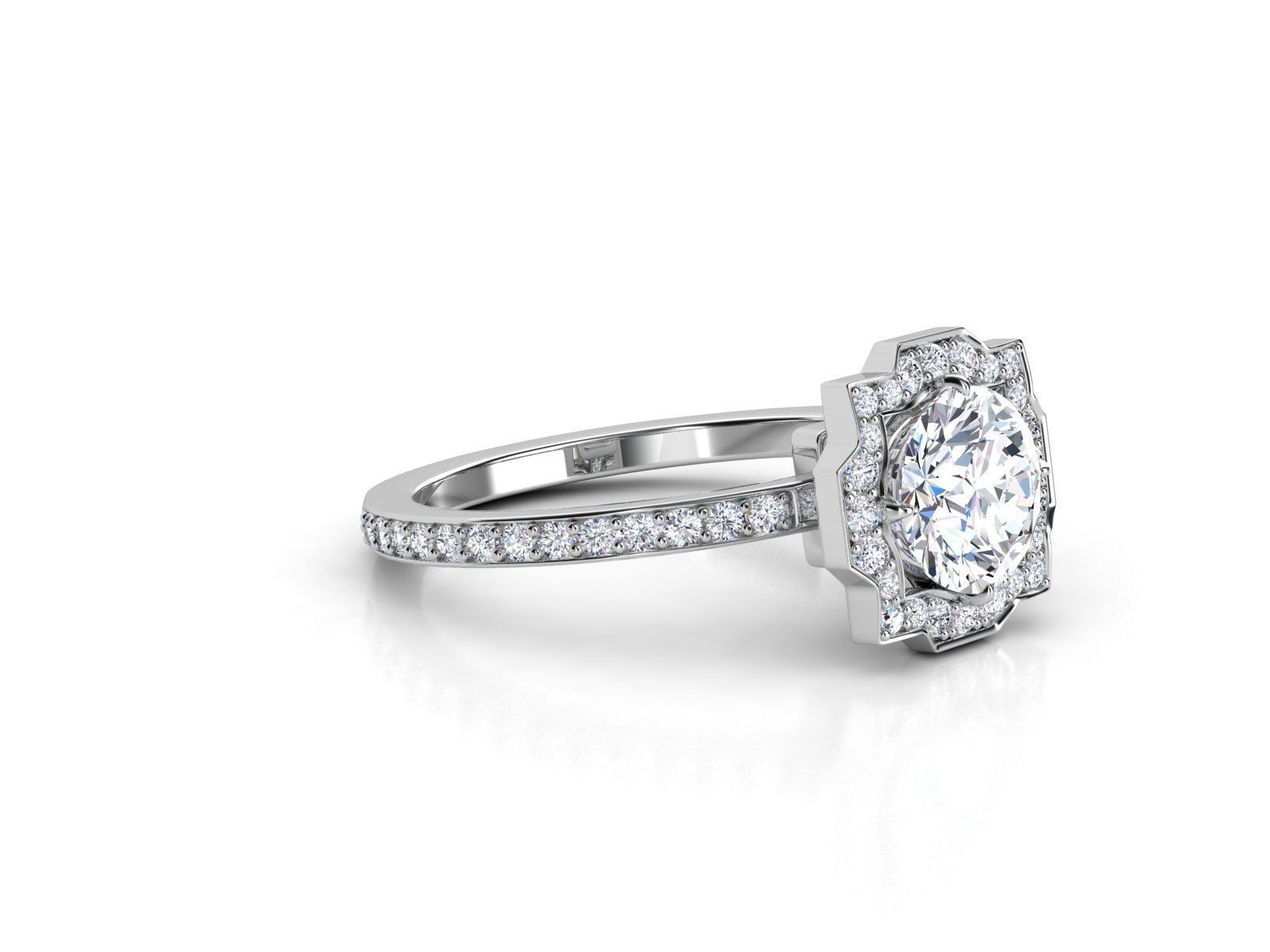 ZLR0163 halo diamond engagement ring 3D print model_2