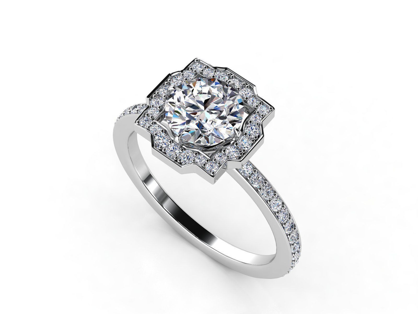 ZLR0163 halo diamond engagement ring 3D print model_3