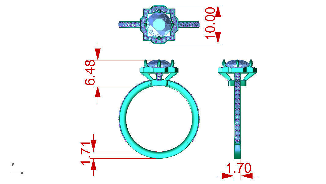 ZLR0163 halo diamond engagement ring 3D print model_4