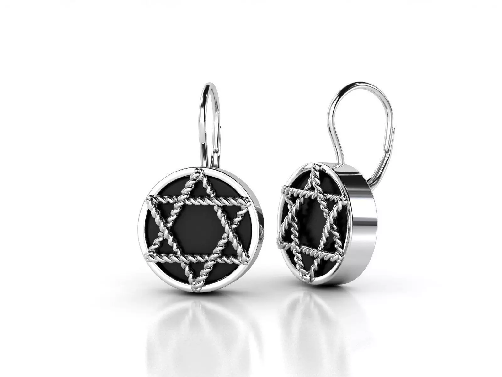 ZLE012 star of david earrings 3D print model_0