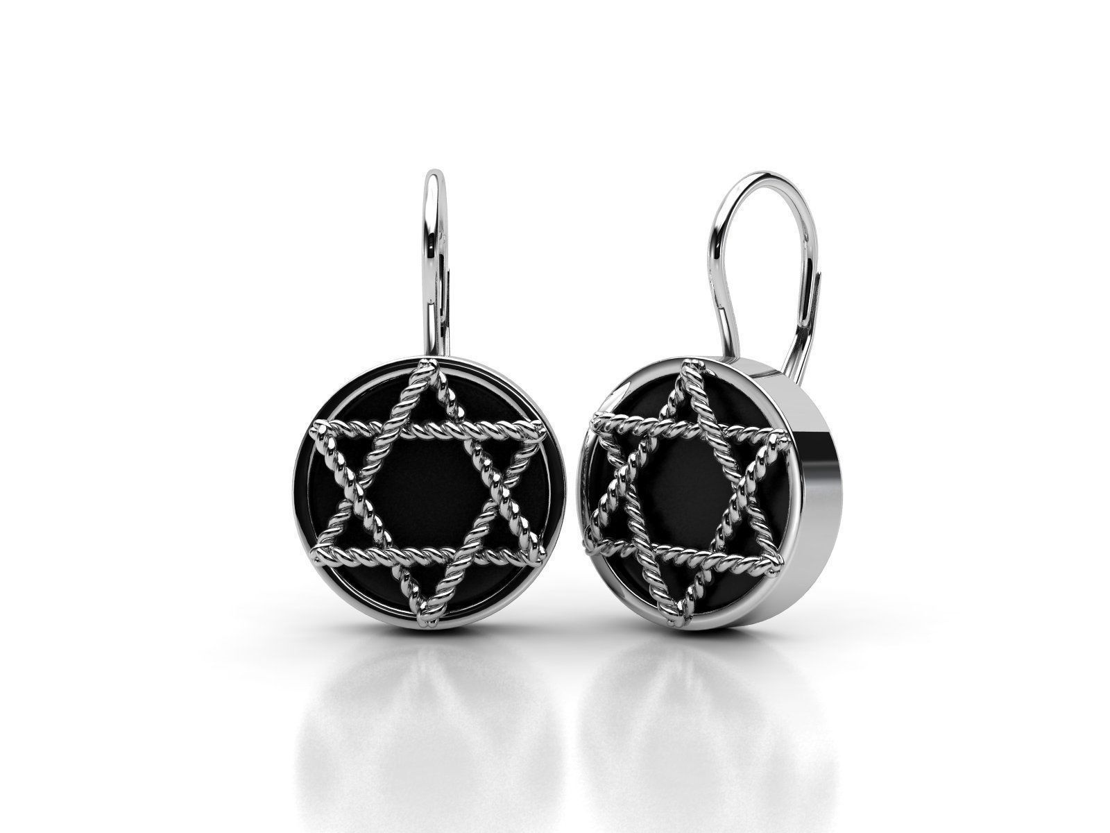 ZLE012 star of david earrings 3D print model_1