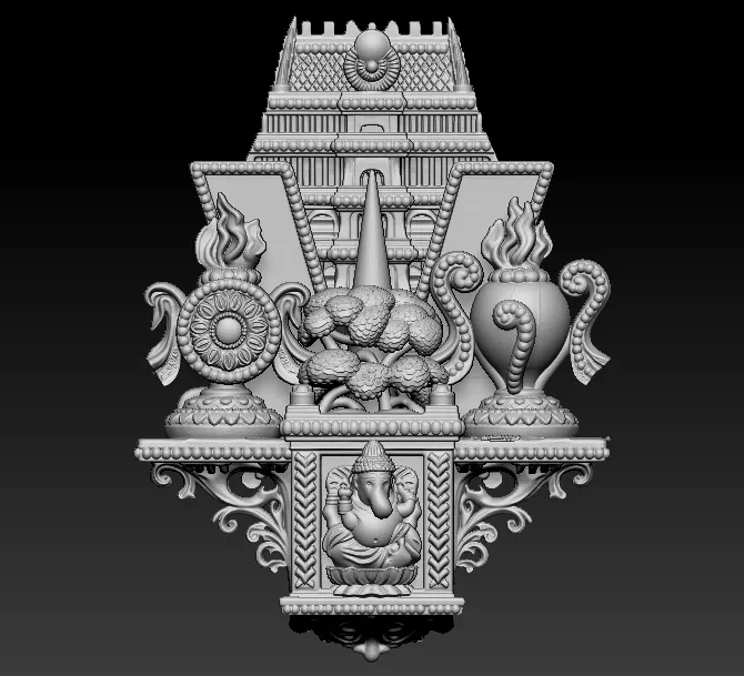 Shri Venkateswara Balaji Temple with Lord Ganesha Wall Mural 3D print model