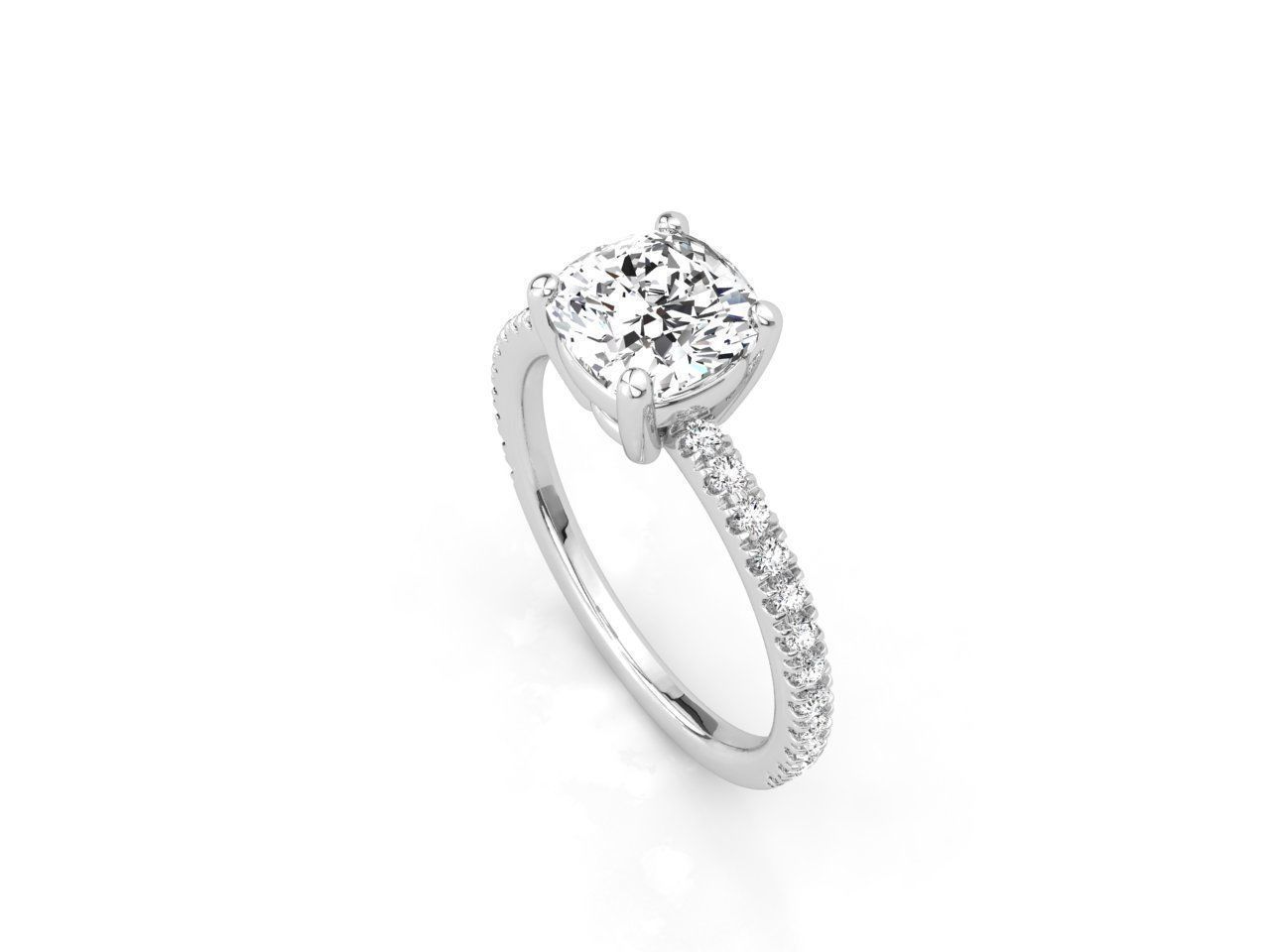 ZLR031 cushion cut diamond engagement ring 3D print model_1