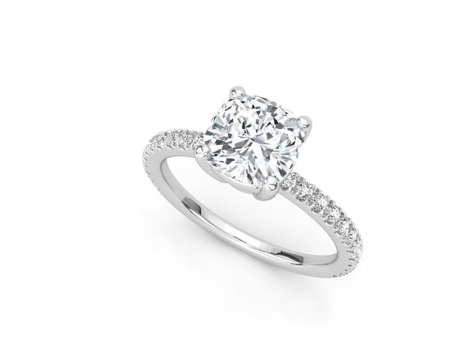 ZLR031 cushion cut diamond engagement ring 3D print model