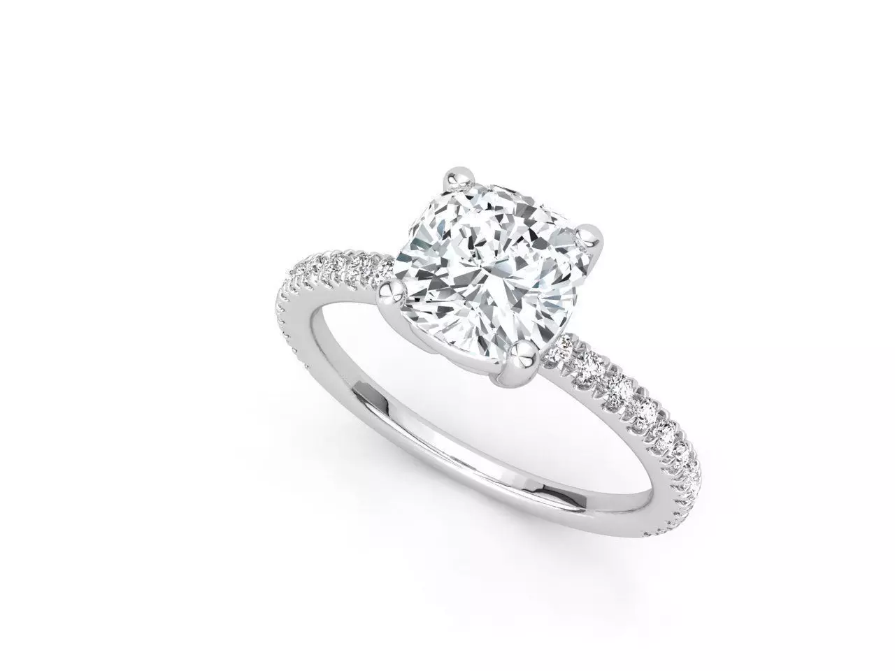 ZLR031 cushion cut diamond engagement ring 3D print model_0