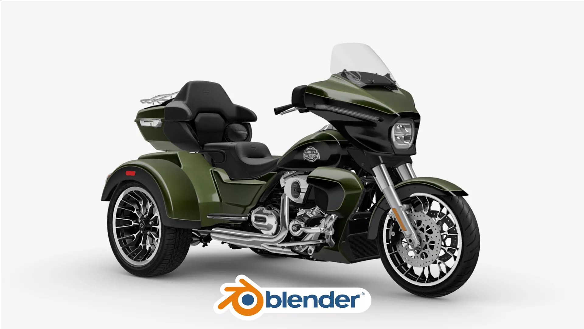 Harley Davidson Street Glide Limited 3 Trike Motorcycle Bike Low-poly 3D model