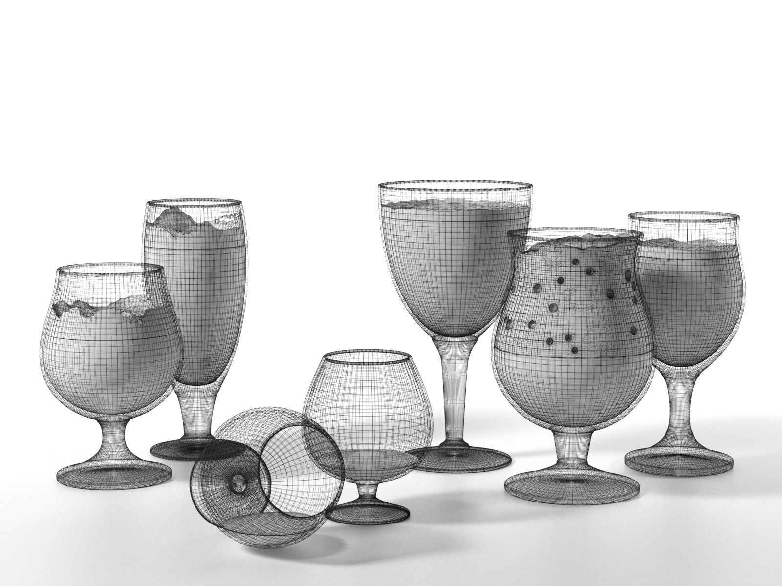 Alcohol Glass Set 3D model_1