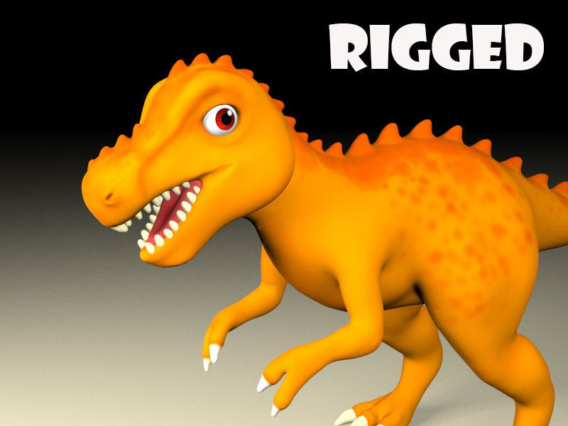 Cartoon T-Rex  Low-poly 3D model_1