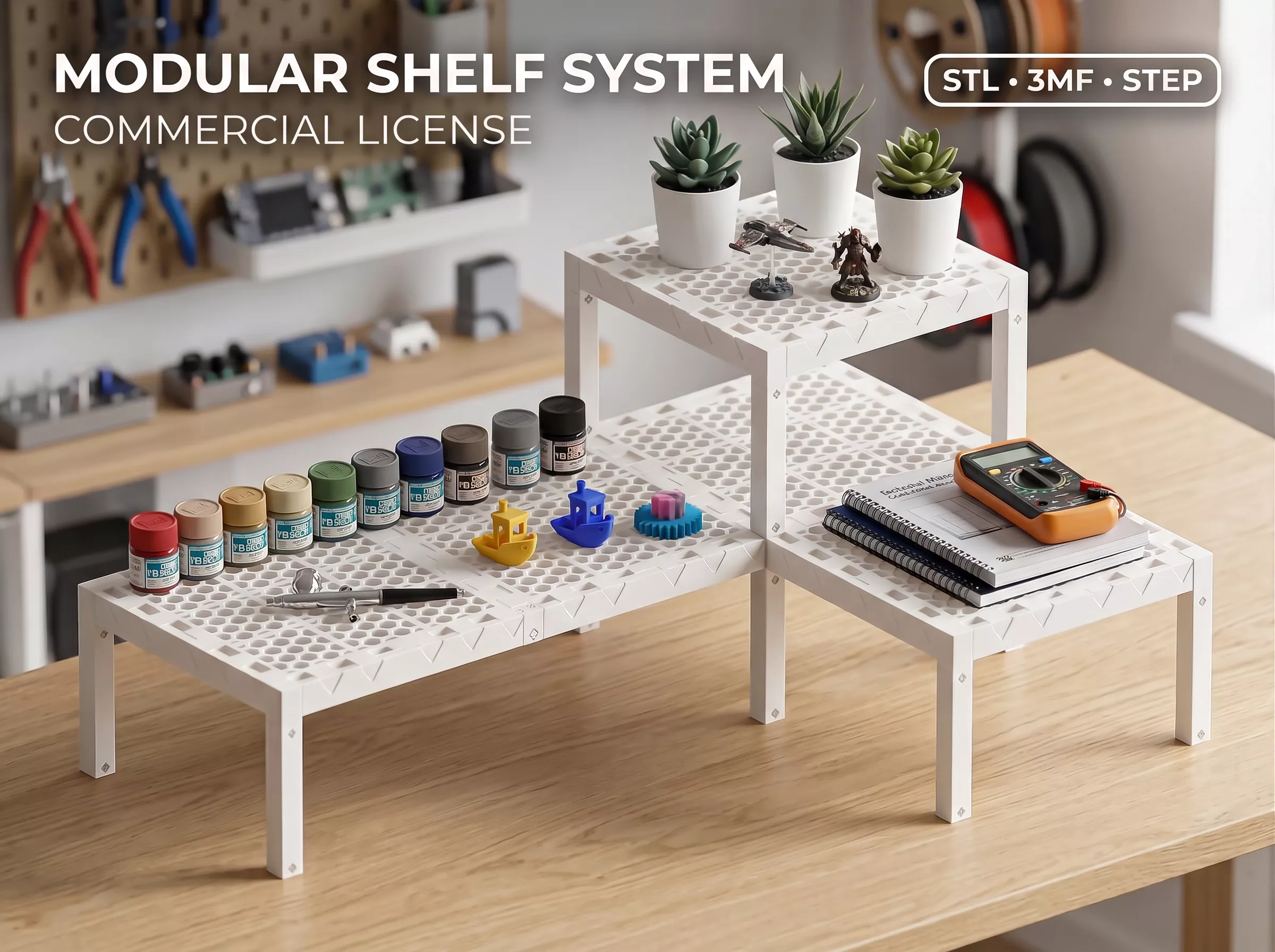 COMMERCIAL Modular Shelf System with Snap Fit Drawer 3D print model