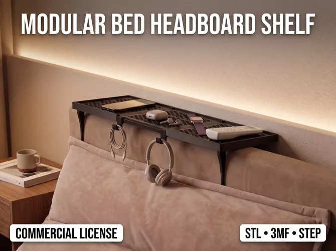COMMERCIAL Modular Bed Headboard Shelf with Clamps