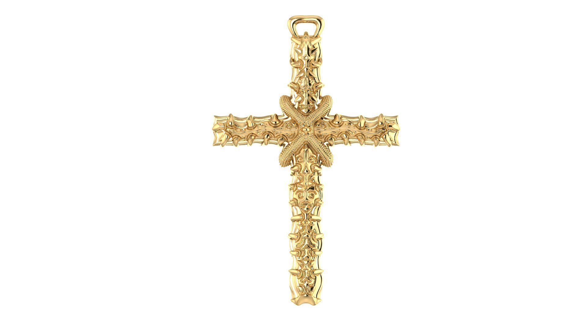 cross gold bottle with handle 3D print model_9