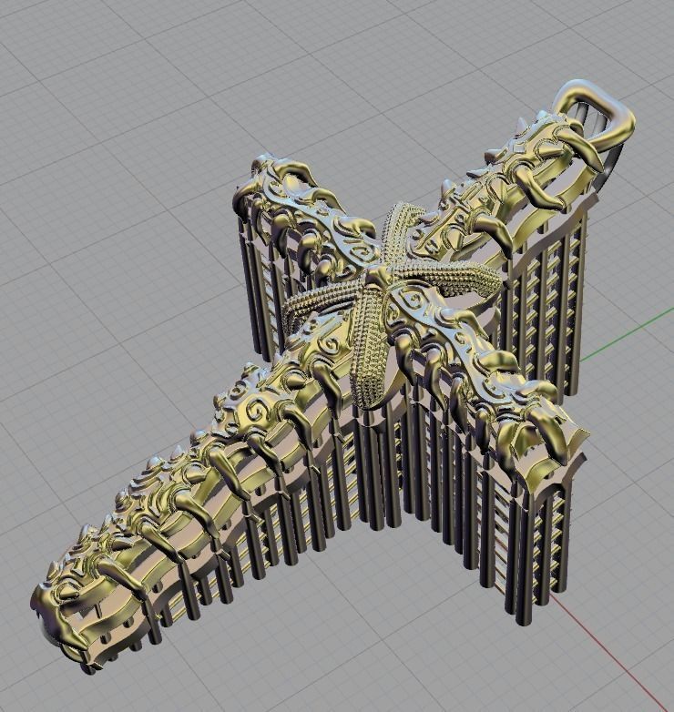 cross gold bottle with handle 3D print model_5