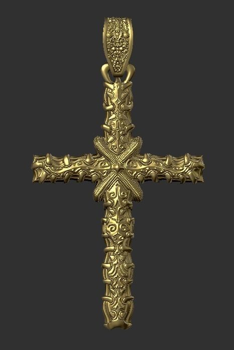 cross gold bottle with handle 3D print model_6