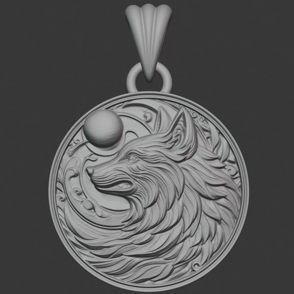 Pendant Wolf V 1 3D print model