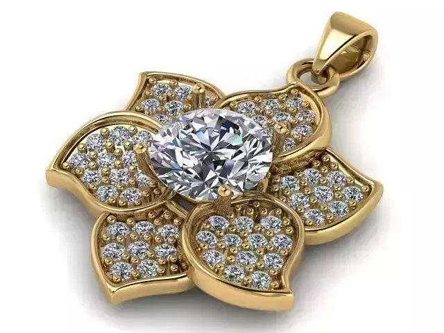 Pendant lotus flower with diamonds