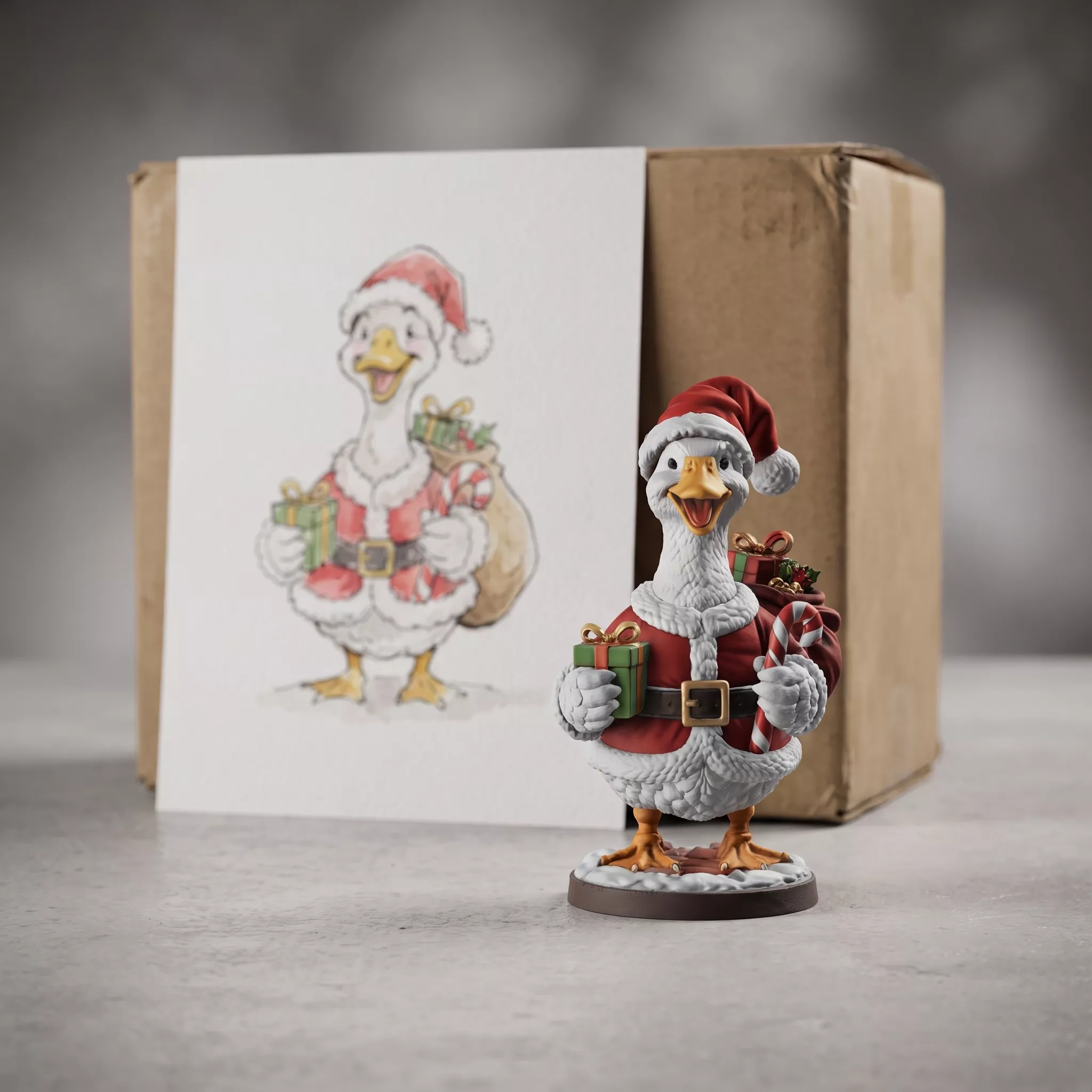 Santa Claus Goose Christmas Miniature STL 3MF Bambu Lab AMS Mult 3D print model