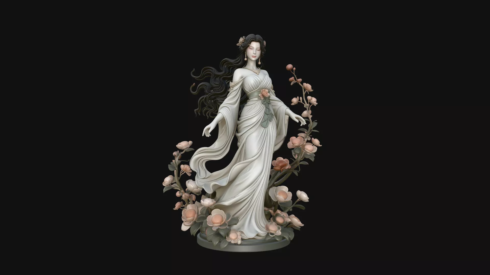 Rose Garden Lady Statue Design 1 - 3D Print Model 3D print model