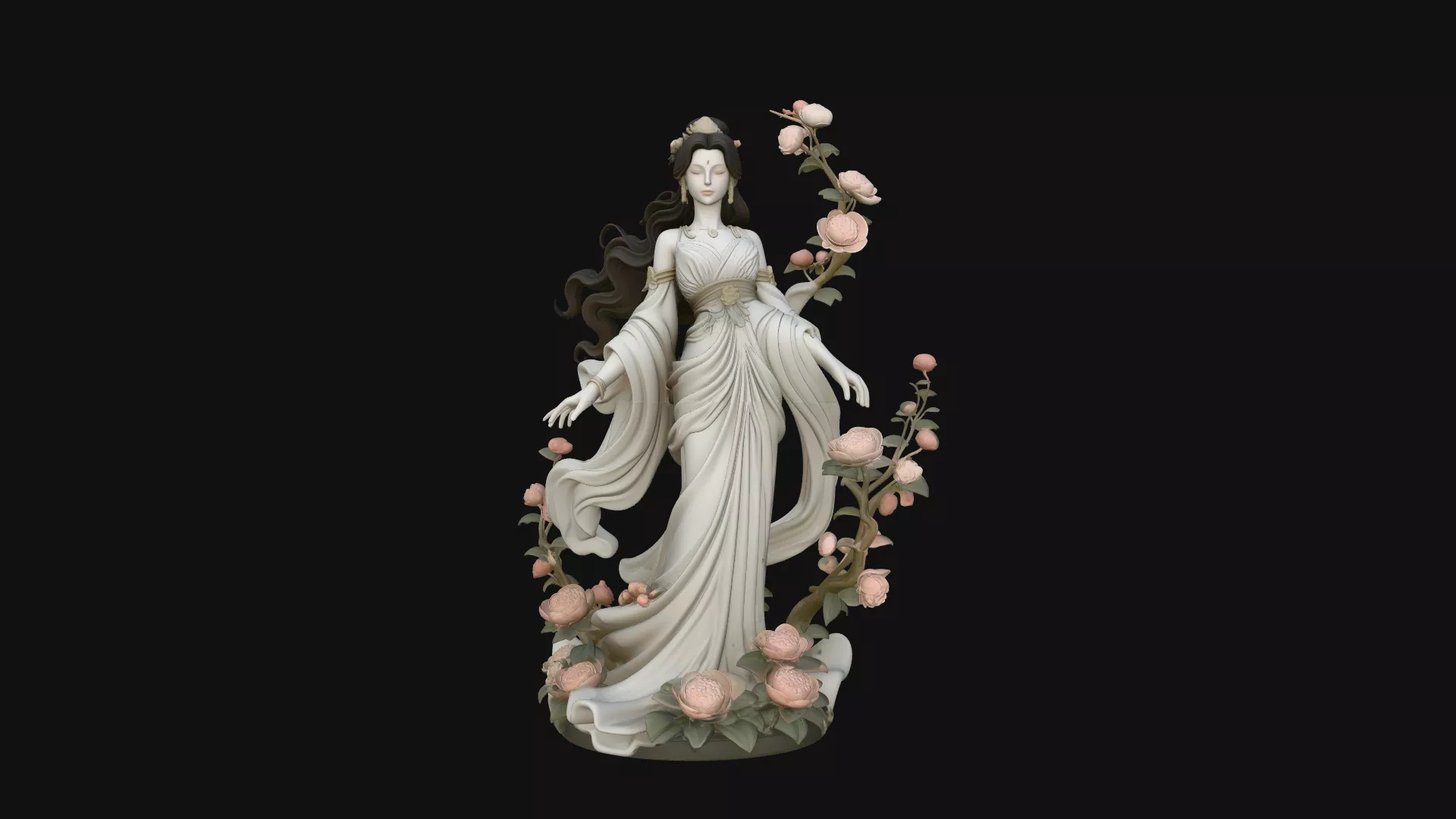 Rose Garden Lady Statue Design 2 - 3D Print Model 3D print model
