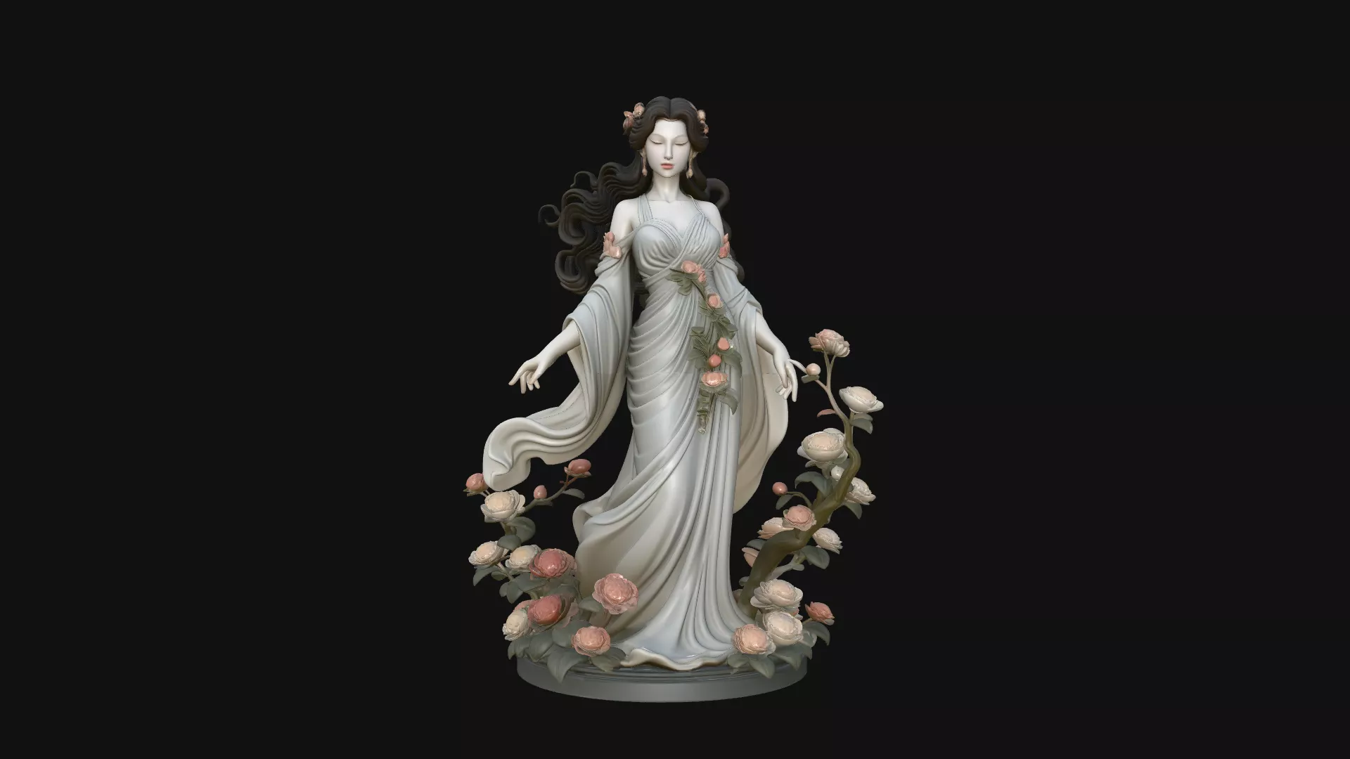 Rose Garden Lady Statue Design 4 - 3D Print Model 3D print model