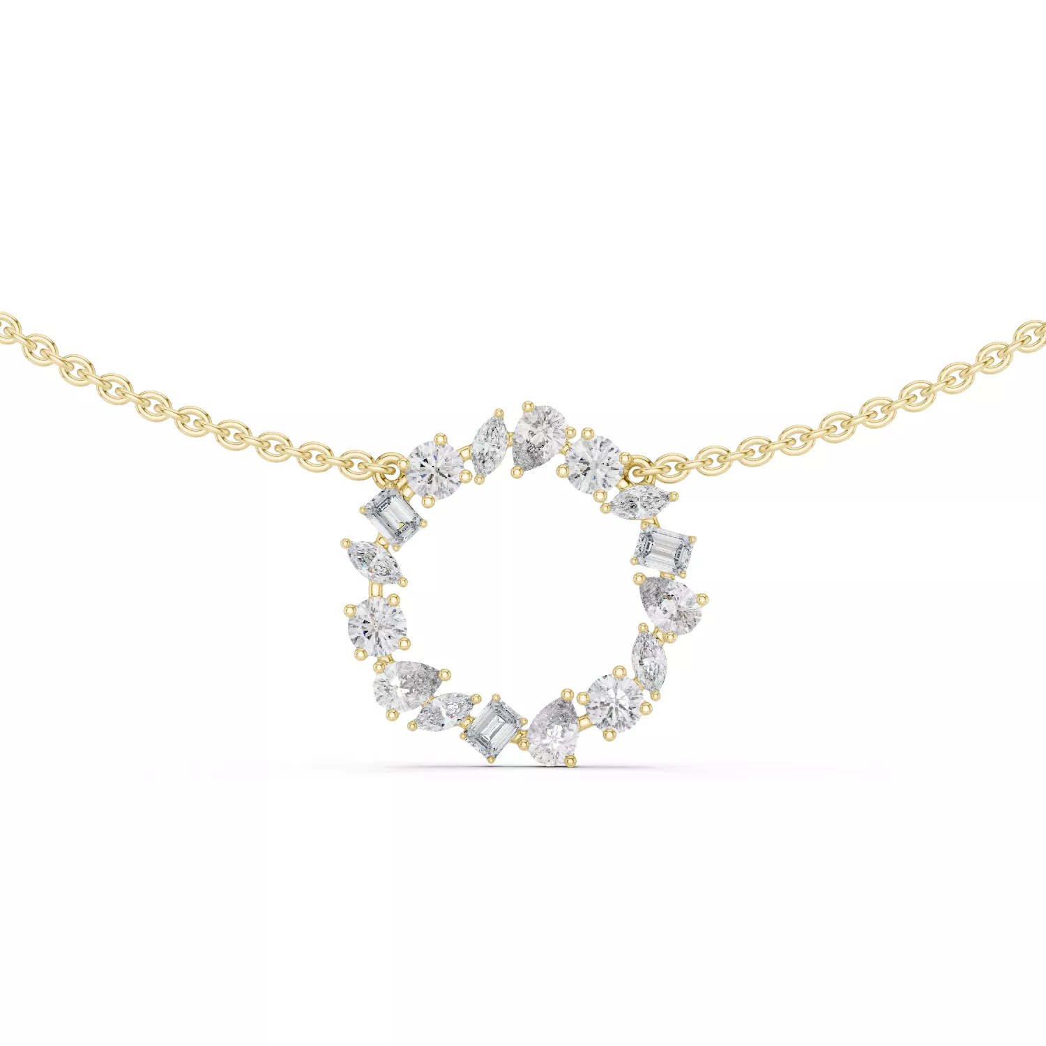 Multi-Gemstone Cluster Pendant Necklace 3D print model