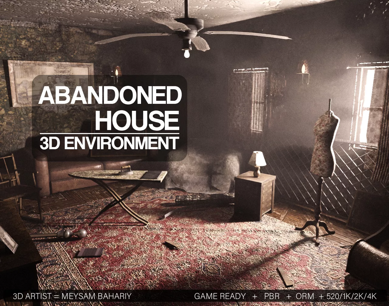 abandoned house environment Low-poly 3D model