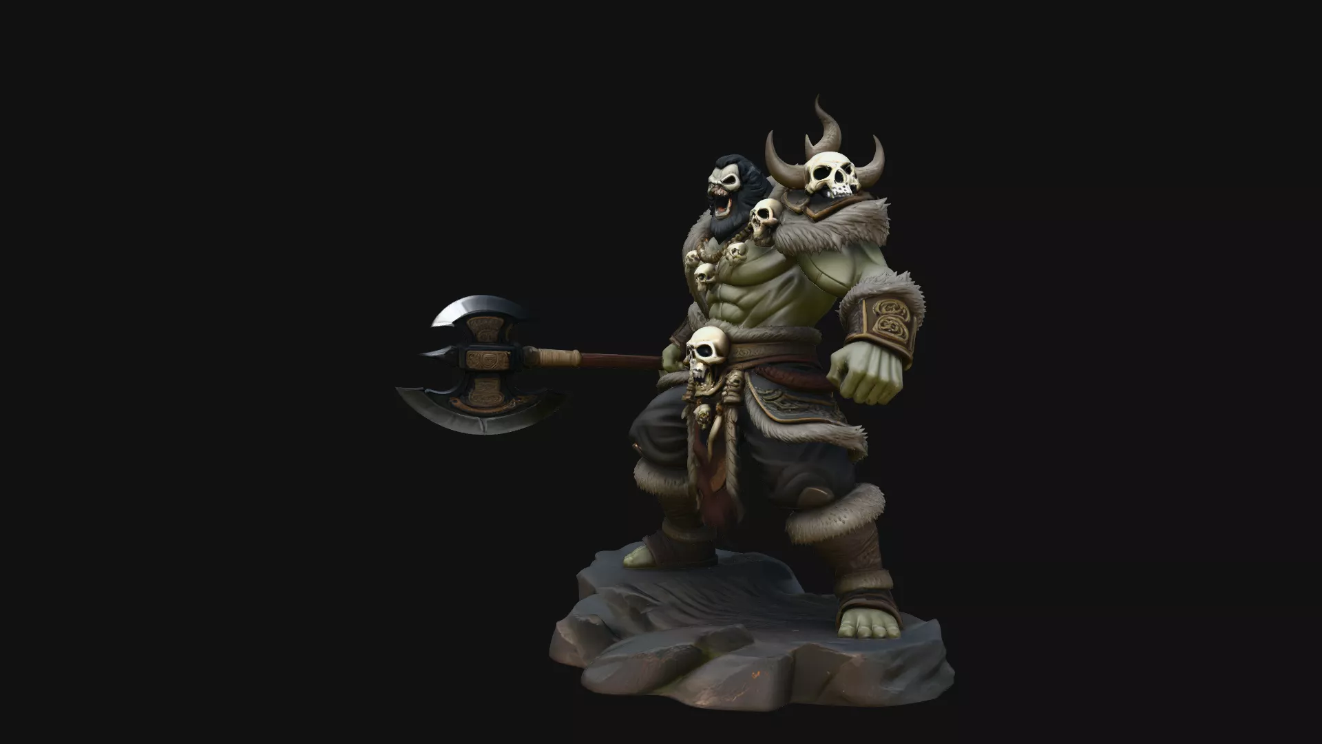Orc Skull Trophy Warrior Statue Design 2 - 3D Print Model 3D print model