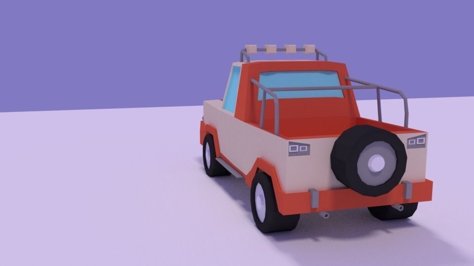 LowPoly Truck cartoon Low-poly 3D model_2