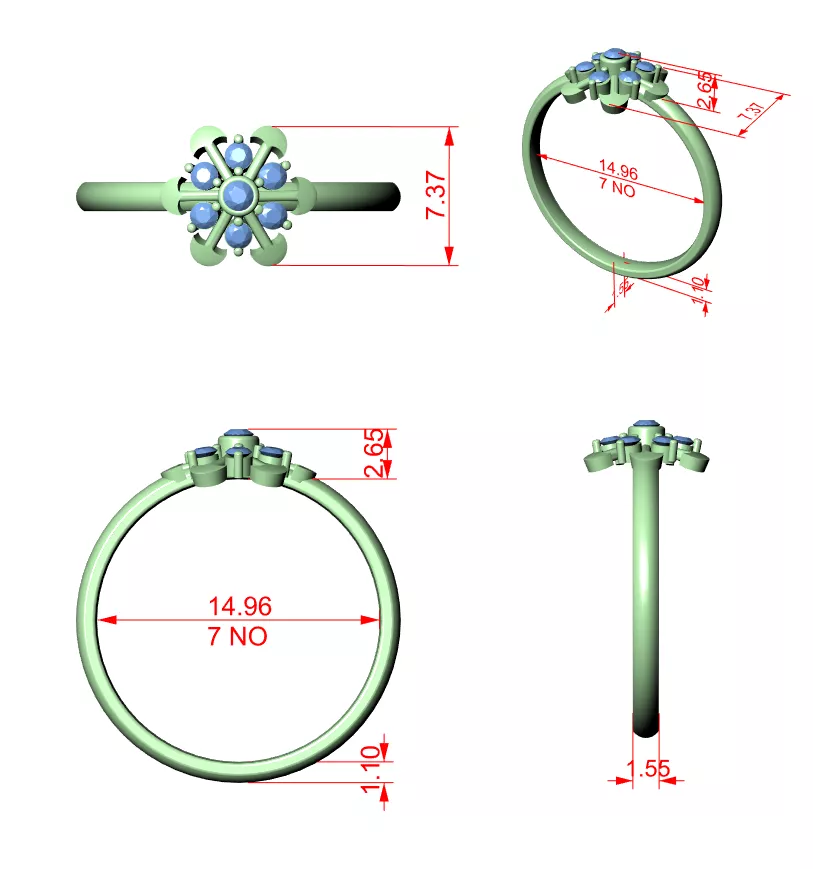Buy Diamond Ring CAD Engagement Wedding Jewelry STL 3DM R6268 3D print model