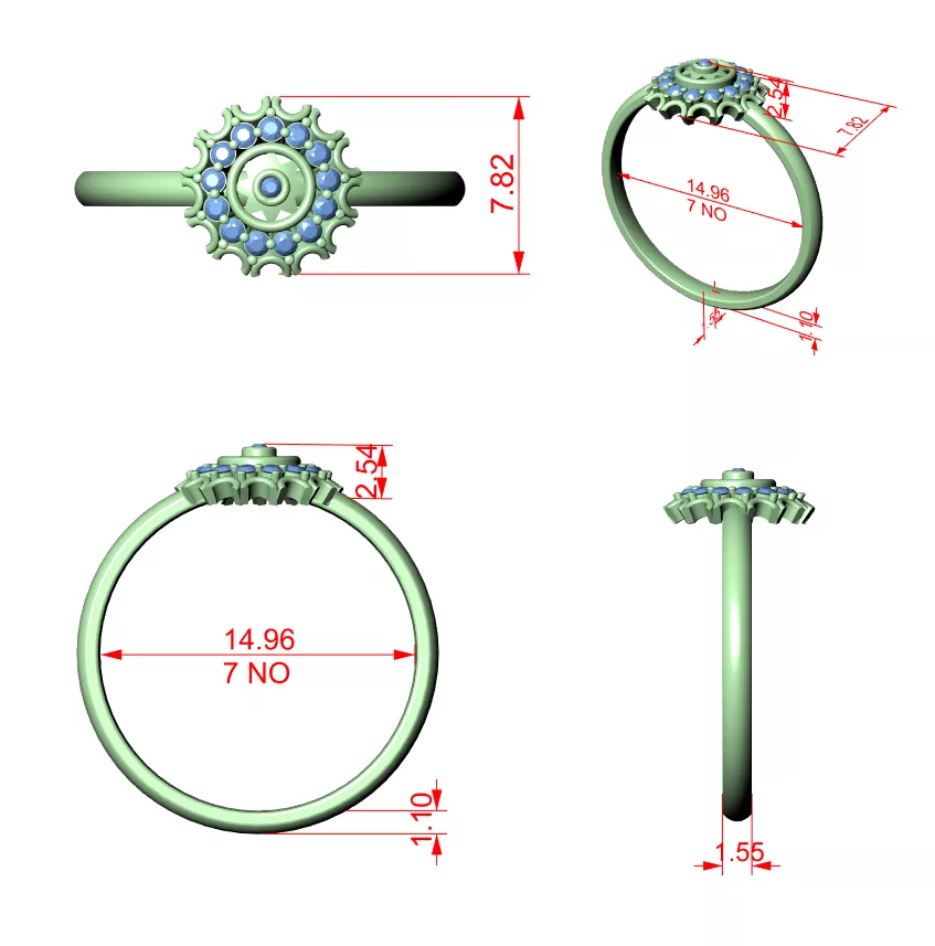 Buy Diamond Ring CAD Engagement Wedding Jewelry STL 3DM R6272 3D print model