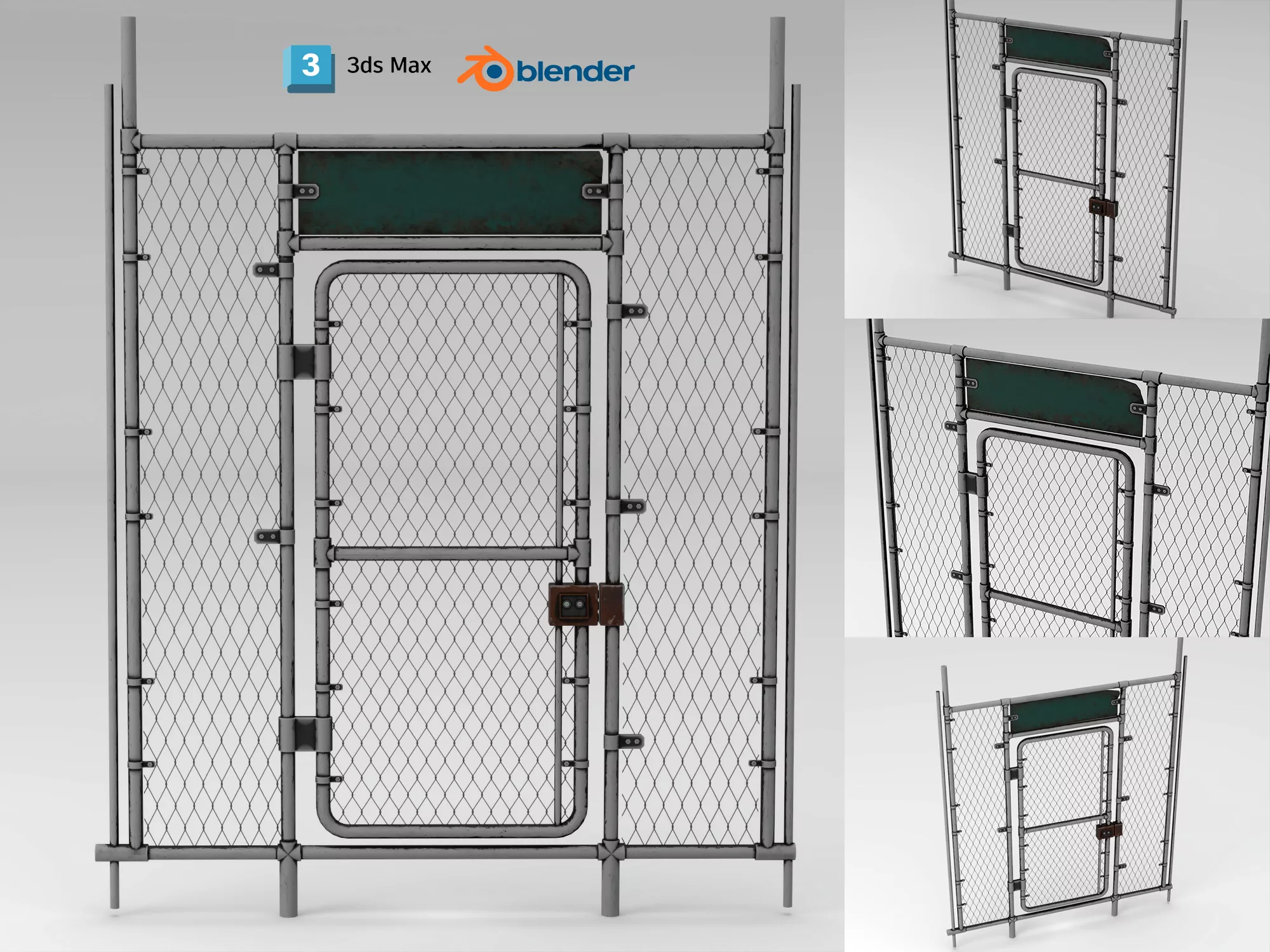 Chain Link Fence Gate 3D model