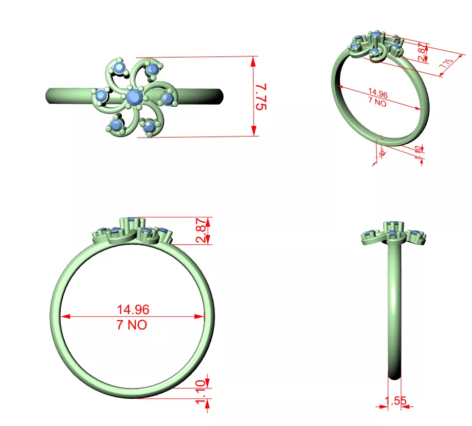Buy Diamond Ring CAD Engagement Wedding Jewelry STL 3DM R6176 3D print model