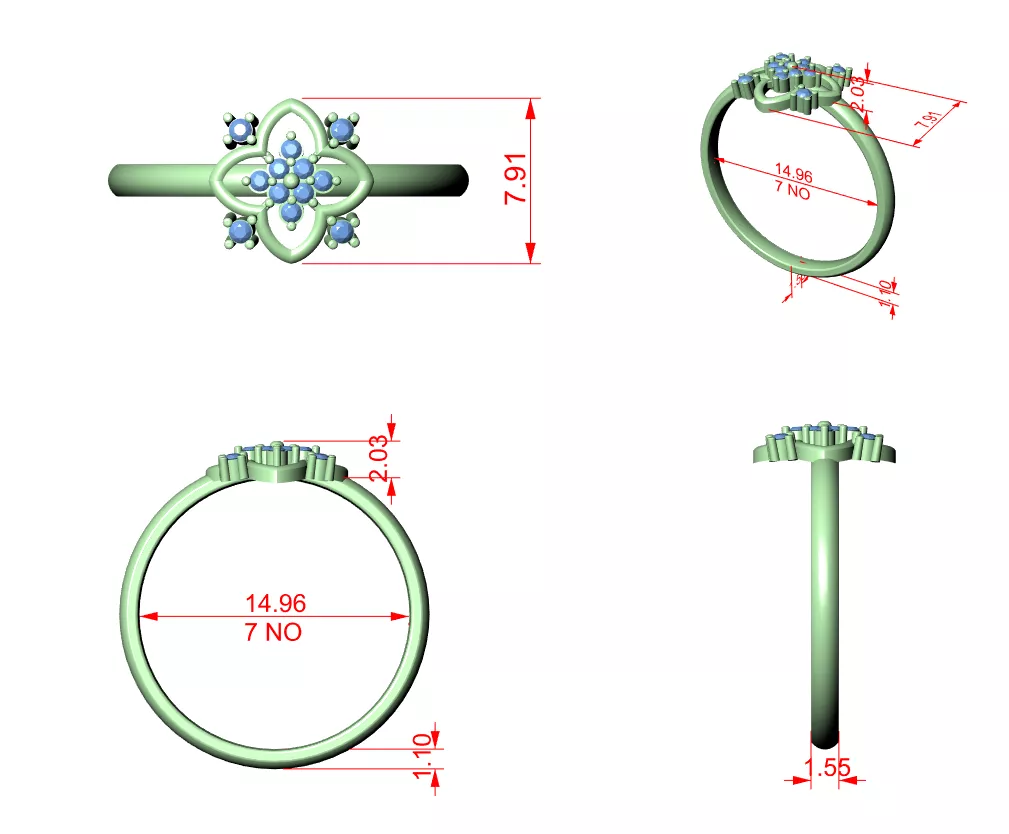 Buy Diamond Ring CAD Engagement Wedding Jewelry STL 3DM R6173 3D print model