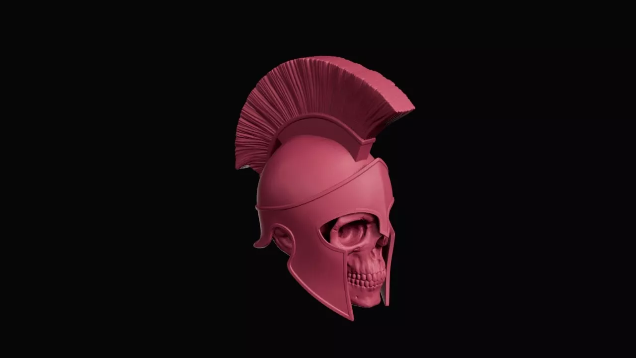 Spartan Corinthian Crested Plume Helmet with Skull 3D print model