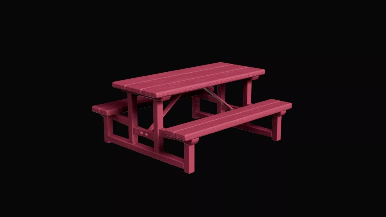 Heavy Timber Park Picnic Table with Attached Benches 3D print model
