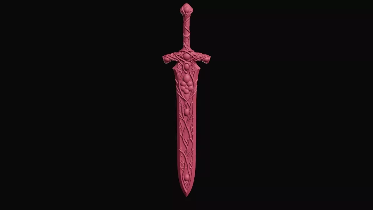 Ornate Woodland Fantasy Broadsword with Vine Hilt 3D print model