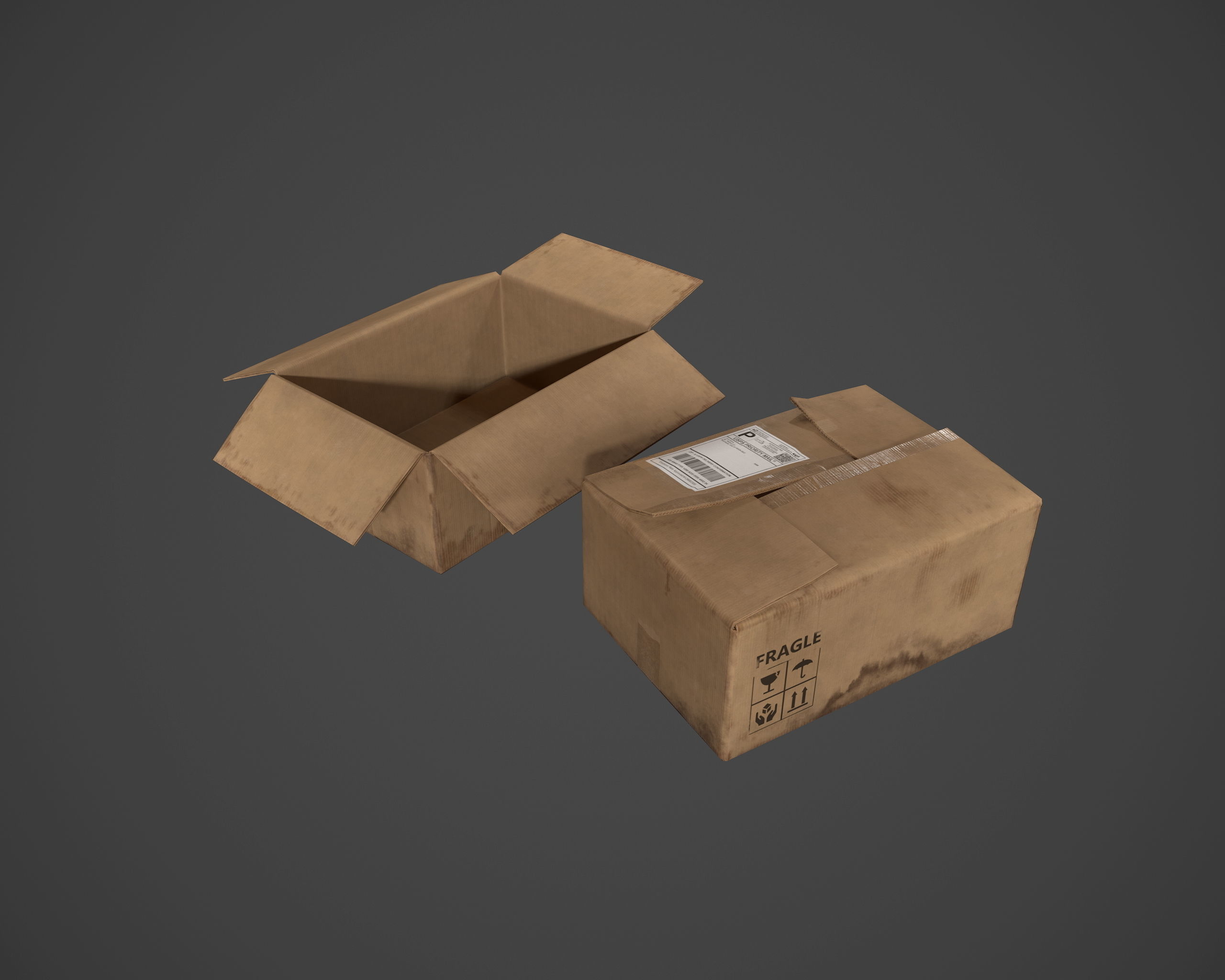Carboard Box Low-poly 3D model_7