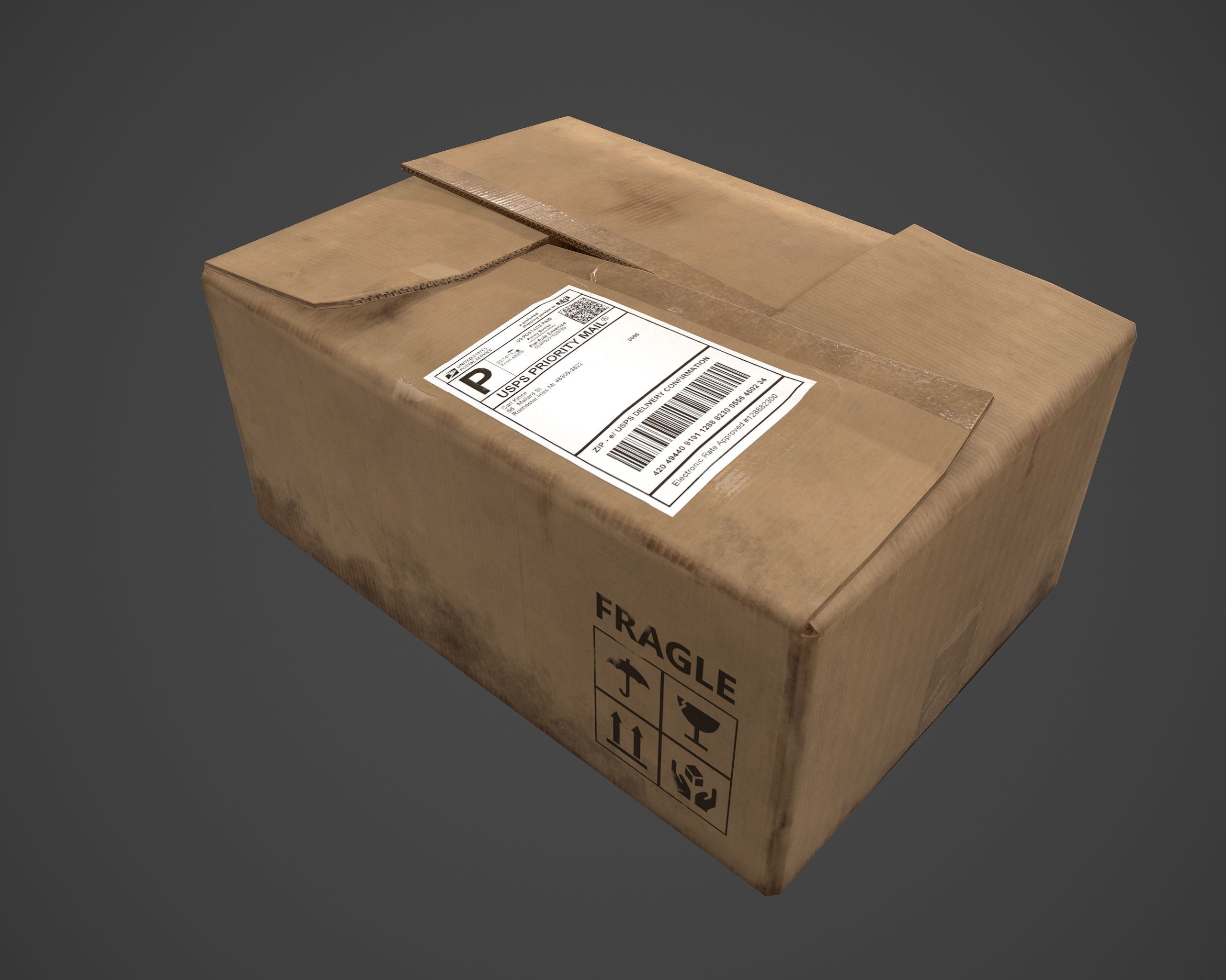 Carboard Box Low-poly 3D model_10