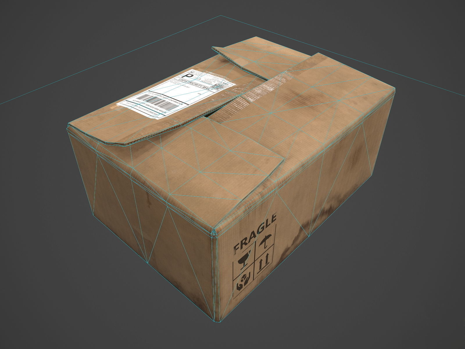 Carboard Box Low-poly 3D model_11